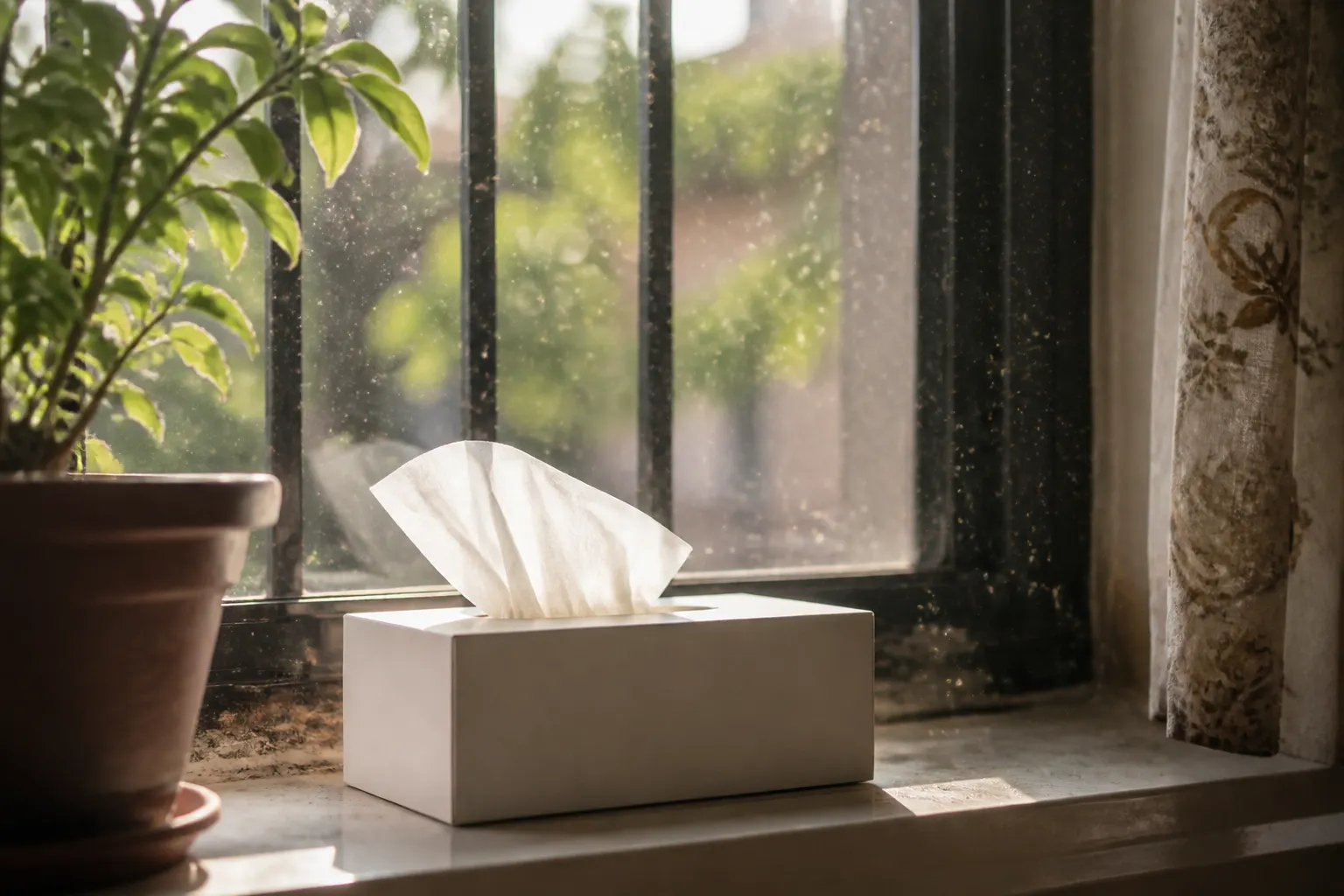 Educational still life representing factors discussed in allergy care