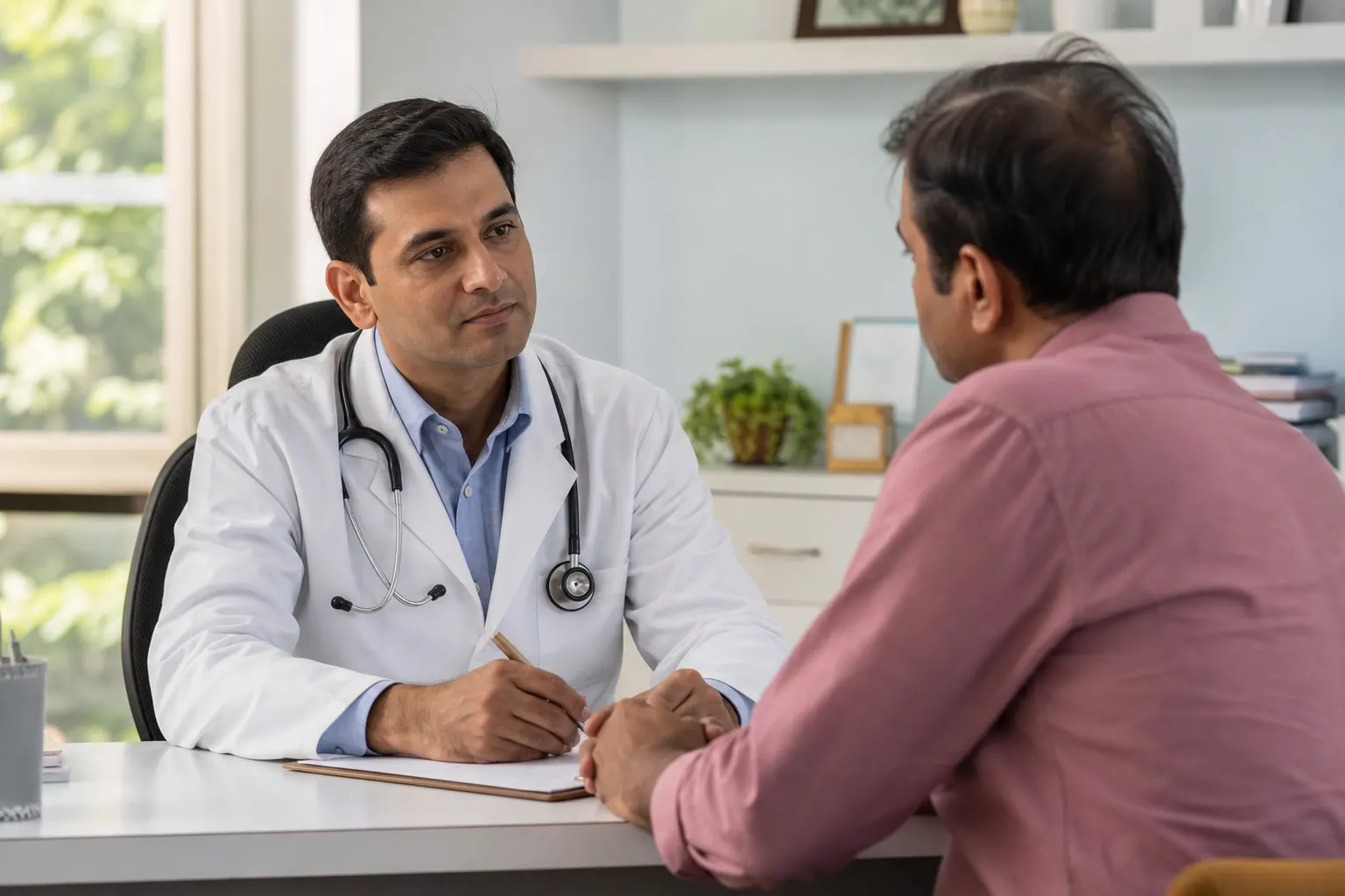 Doctor listening to a patient during consultation
